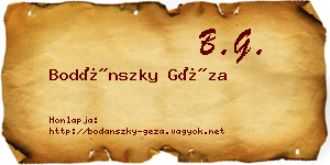Bodánszky Géza névjegykártya